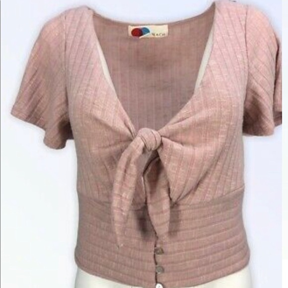 𝅺free people beach dusty pink tie keyhole too xs - Picture 1 of 7
